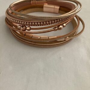 Armbandenset leer rose goud met magneetsluiting