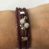 Leren armband aubergine met magneetsluiting