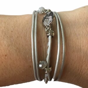 Leren armband grijs met magneetsluiting