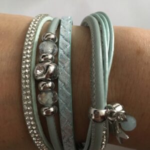 Armbandenset XL Turquoise Leer