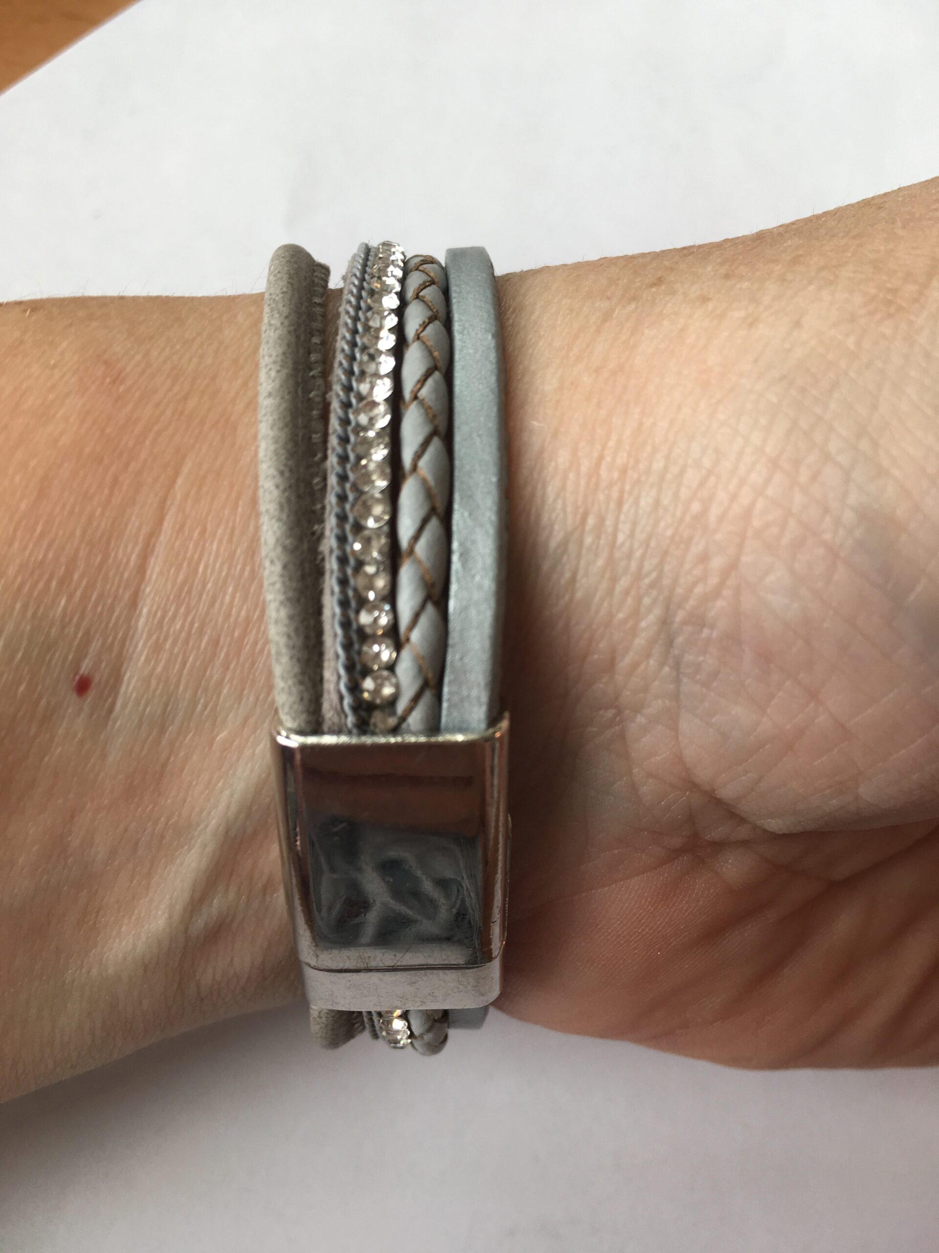 Leren armband grijs met magneetsluiting