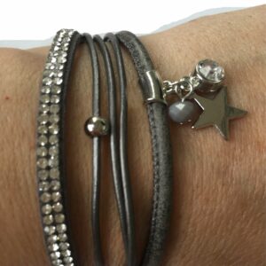 Leren armband grijs met magneetsluiting