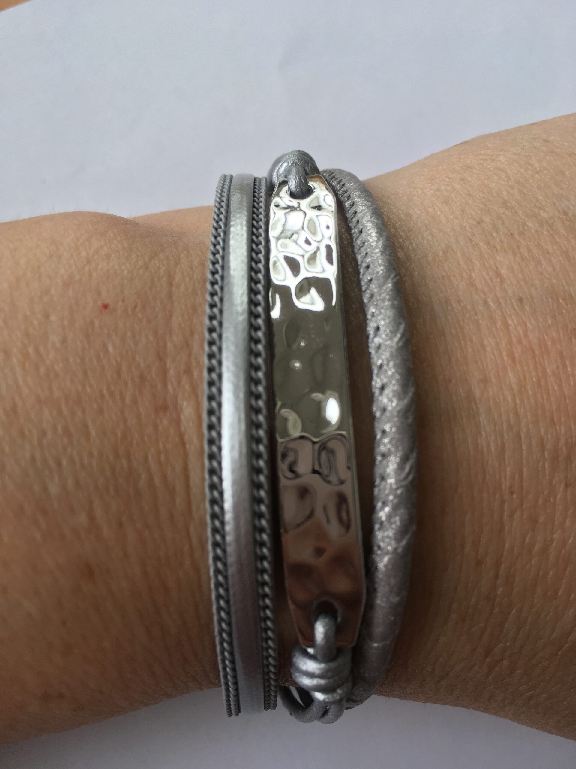 Leren armband grijs met magneetsluiting