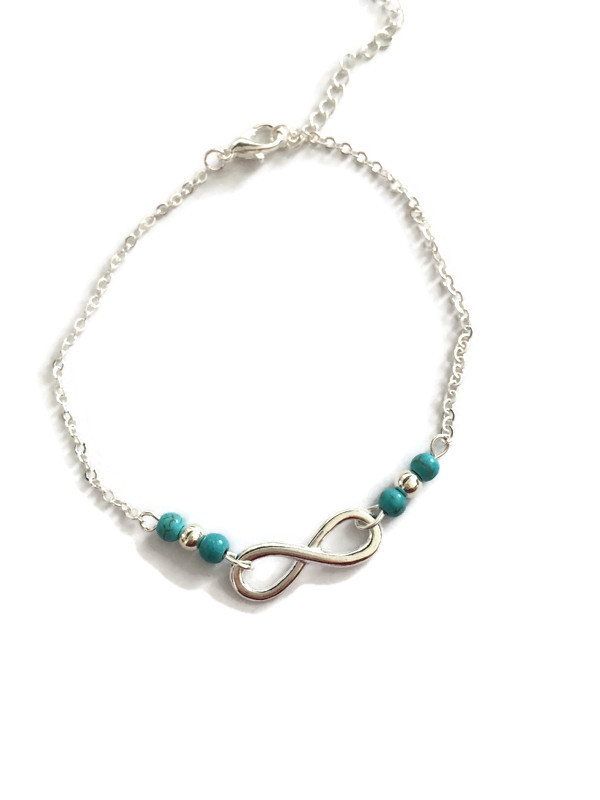 Enkelbandje infinity turquoise