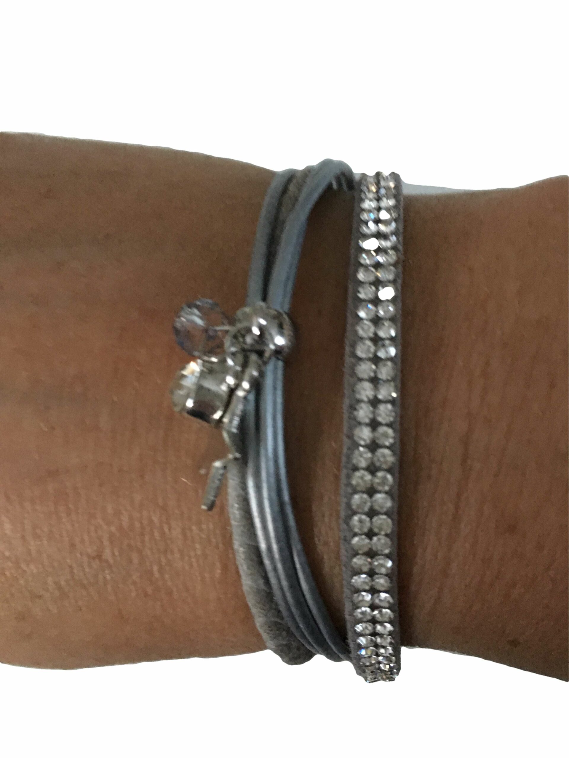 Armbandenset XL grijs met magneetsluiting
