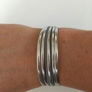 Armbandenset zilver leer met magneetsluiting