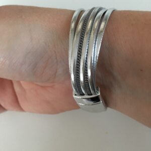 Armbandenset zilver leer met magneetsluiting