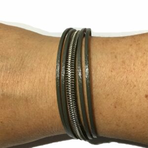 Leren armband groen met magneetsluiting