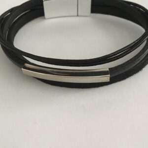 Leren armband zwart met magneetsluiting