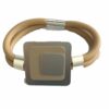 Armband rubber beige vierkant met aluminium