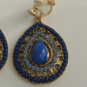 Clipoorbel hanger goudkleurig blauw