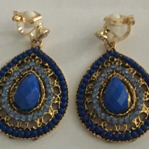 Clipoorbel hanger goudkleurig blauw