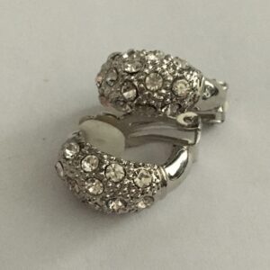 Clipoorbel rond met strass zilverkleurig