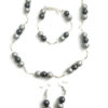 Sieradenset ijsparels grijs (ketting, armband en oorbellen)