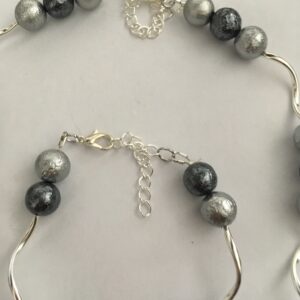 Sieradenset ijsparels grijs (ketting, armband en oorbellen)
