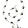 Sieradenset ijsparels grijs (ketting, armband en oorbellen)