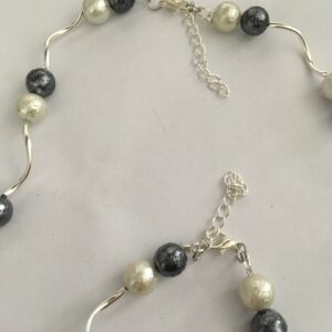 Sieradenset ijsparels grijs (ketting, armband en oorbellen)
