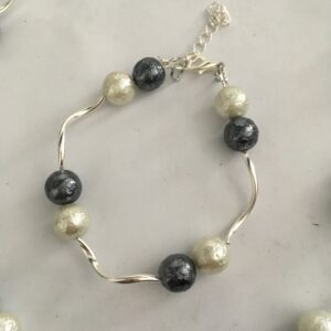 Sieradenset ijsparels grijs (ketting, armband en oorbellen)