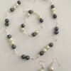 Sieradenset ijsparels grijs (ketting, armband en oorbellen)
