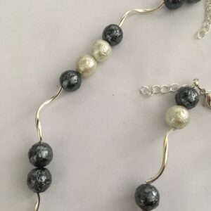 Sieradenset ijsparels grijs (ketting, armband en oorbellen)