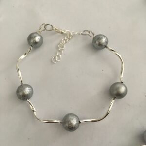 Sieradenset ijsparels grijs (ketting, armband en oorbellen)