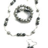Sieradenset ijsparels grijs (ketting, armband en oorbellen)