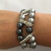 Sieradenset ijsparels grijs (ketting, armband en oorbellen)