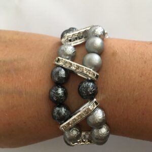 Sieradenset ijsparels grijs (ketting, armband en oorbellen)
