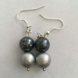 Sieradenset ijsparels grijs (ketting, armband en oorbellen)