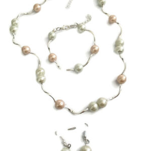 Sieradenset ijsparels (ketting, armband en oorbellen)