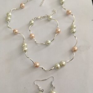 Sieradenset ijsparels (ketting, armband en oorbellen)