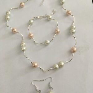 Sieradenset ijsparels (ketting, armband en oorbellen)