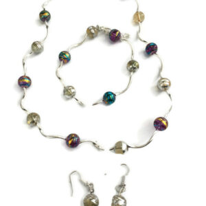 Sieradenset crackle (ketting, armband en oorbellen)