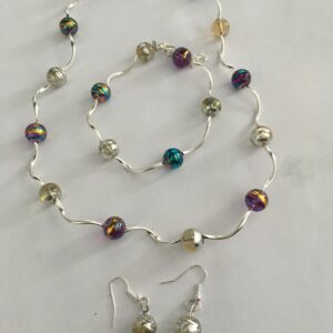 Sieradenset crackle (ketting, armband en oorbellen)
