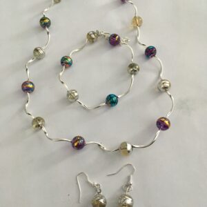 Sieradenset crackle (ketting, armband en oorbellen)
