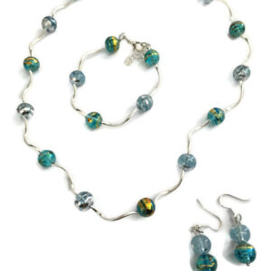 Sieradenset crackle (ketting, armband en oorbellen)