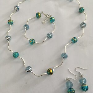 Sieradenset crackle (ketting, armband en oorbellen)