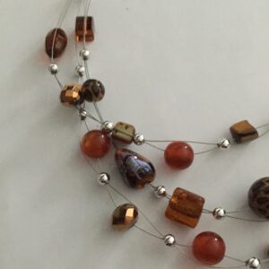 Ketting laagjes bruin met bijpassende armband