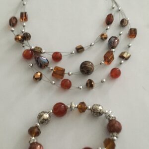 Ketting laagjes bruin met bijpassende armband