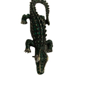 Broche krokodil met Swarovski steentjes