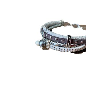 Leren armband laagjes met hartjes sluiting