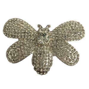 Magneetbroche vlinder zilverkleurig met strass