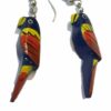 Oorbellen papegaai hanger rood blauw geel