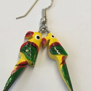 Oorbellen papegaai hanger rood geel groen klein