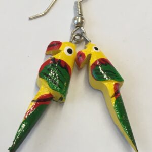 Oorbellen papegaai hanger rood geel groen klein
