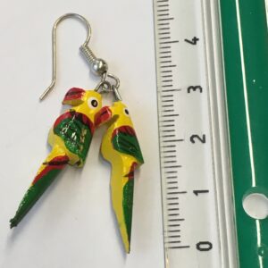 Oorbellen papegaai hanger rood geel groen klein