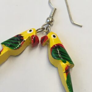 Oorbellen papegaai hanger rood geel groen klein