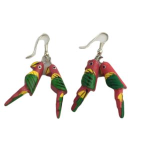 Oorbellen papegaai hanger rood