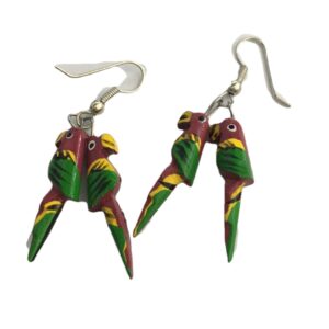Oorbellen papegaai hanger rood