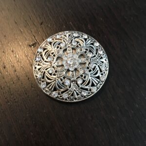 Magneetbroche rond met strass
